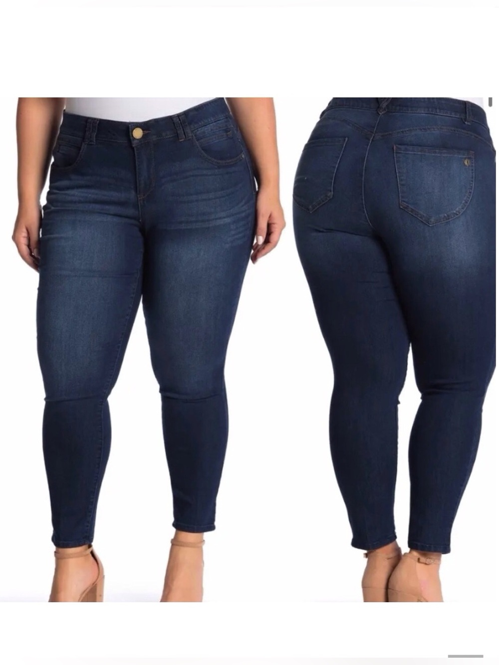 Democracy 20W AB Tech Skinny Ankle Jeans Mid Rise Stretch Dark Wash